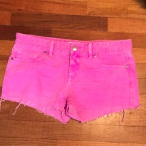 Pink rough edge shorts